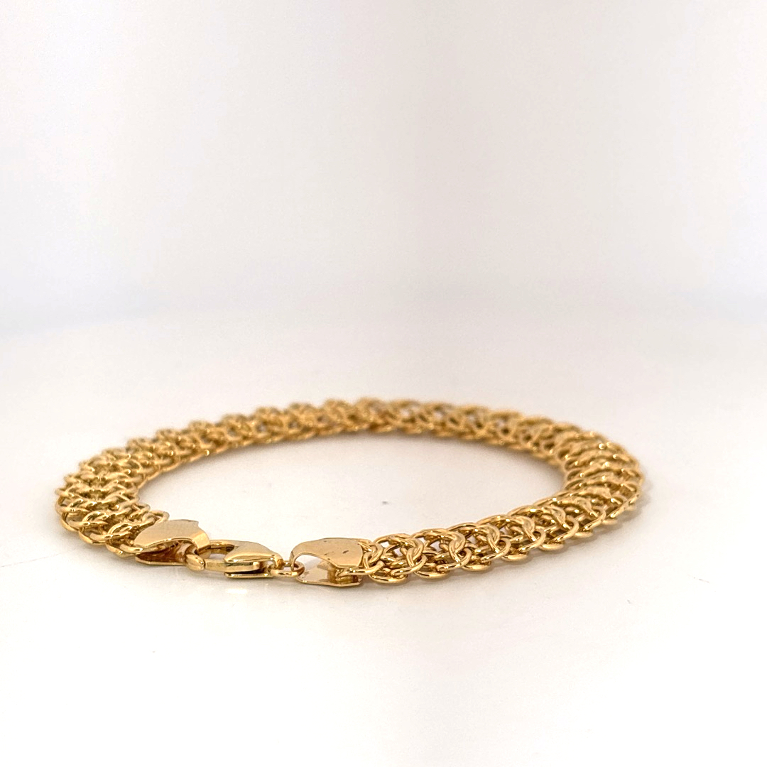 Designer  Mesh Bracelet, 10mm, 7.5 Inches, 14K Yellow Gold, 6.80G