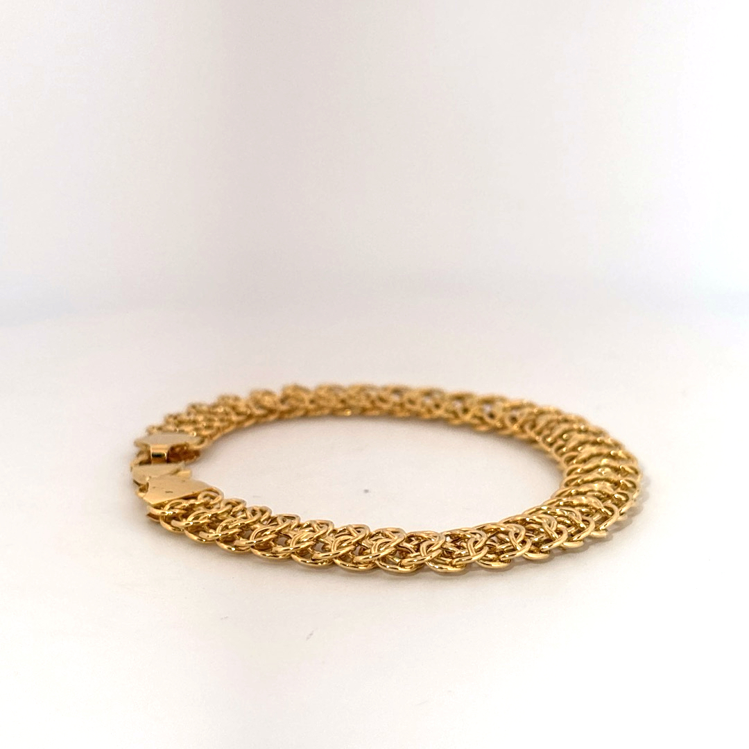 Designer  Mesh Bracelet, 10mm, 7.5 Inches, 14K Yellow Gold, 6.80G
