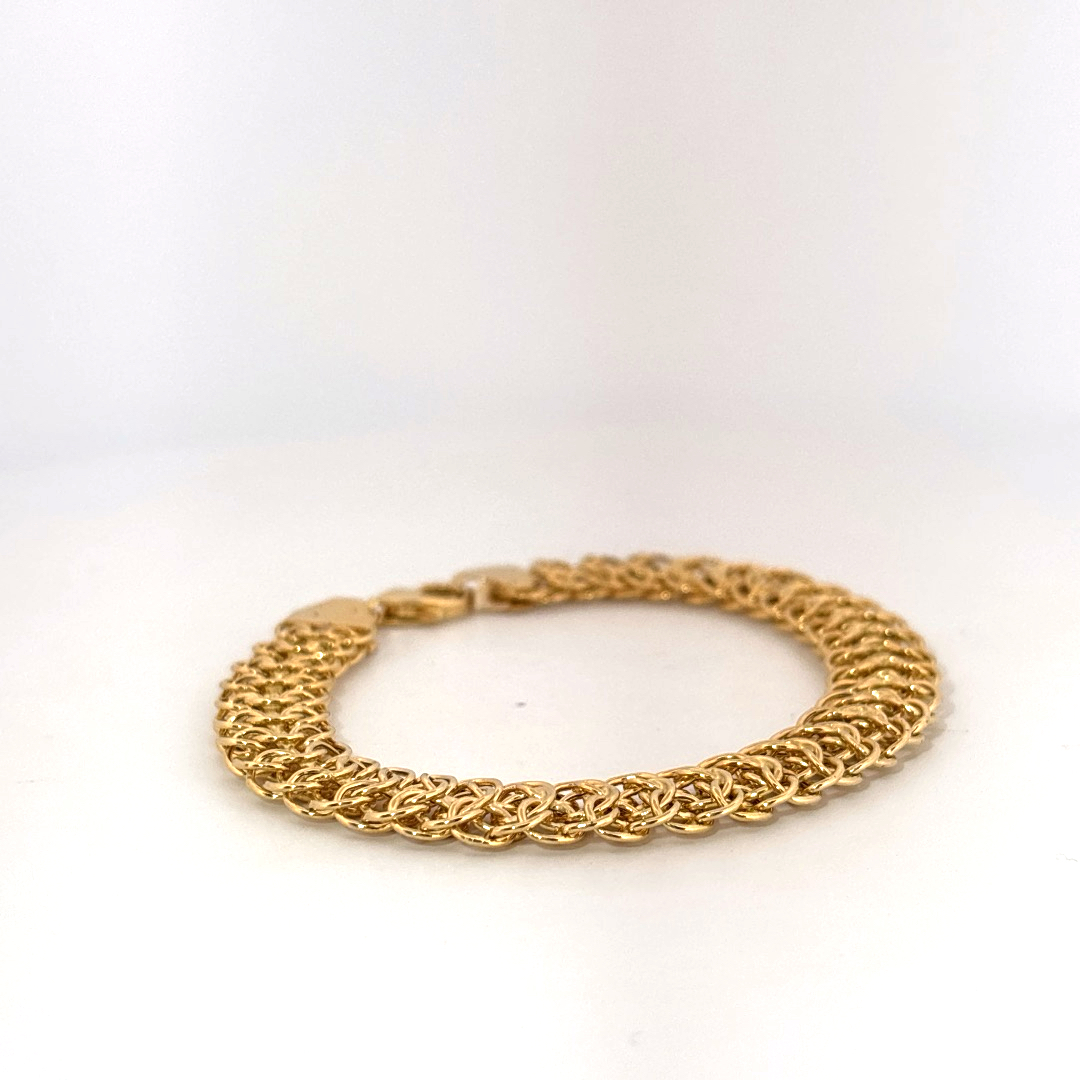 Designer  Mesh Bracelet, 10mm, 7.5 Inches, 14K Yellow Gold, 6.80G