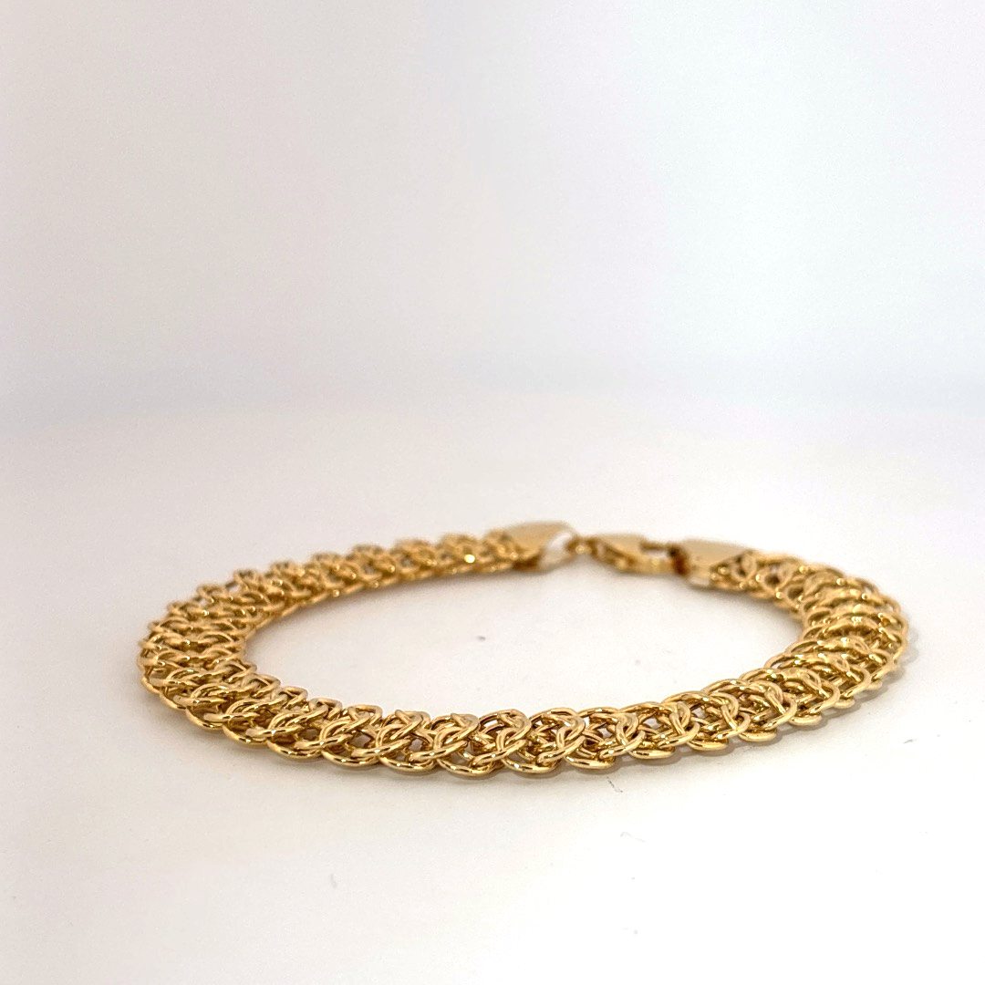 Designer  Mesh Bracelet, 10mm, 7.5 Inches, 14K Yellow Gold, 6.80G
