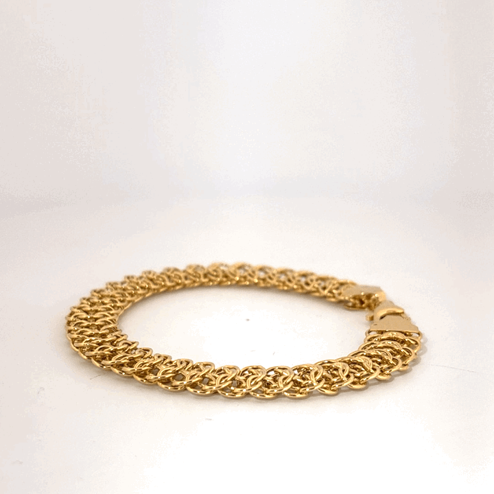Designer  Mesh Bracelet, 10mm, 7.5 Inches, 14K Yellow Gold, 6.80G