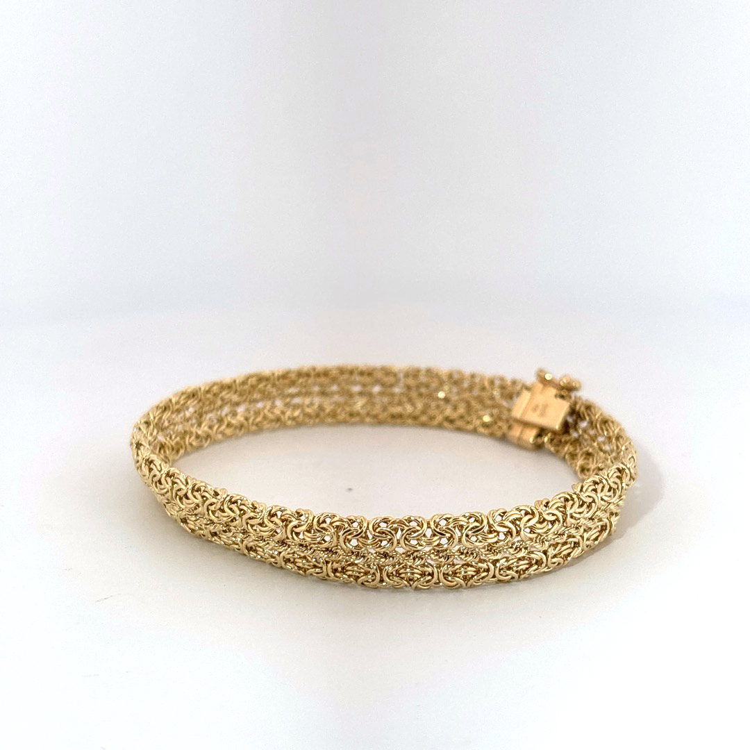 Designer Mesh Chain Bracelet, 7.5 Inches, 14K Yellow Gold, 7.15G