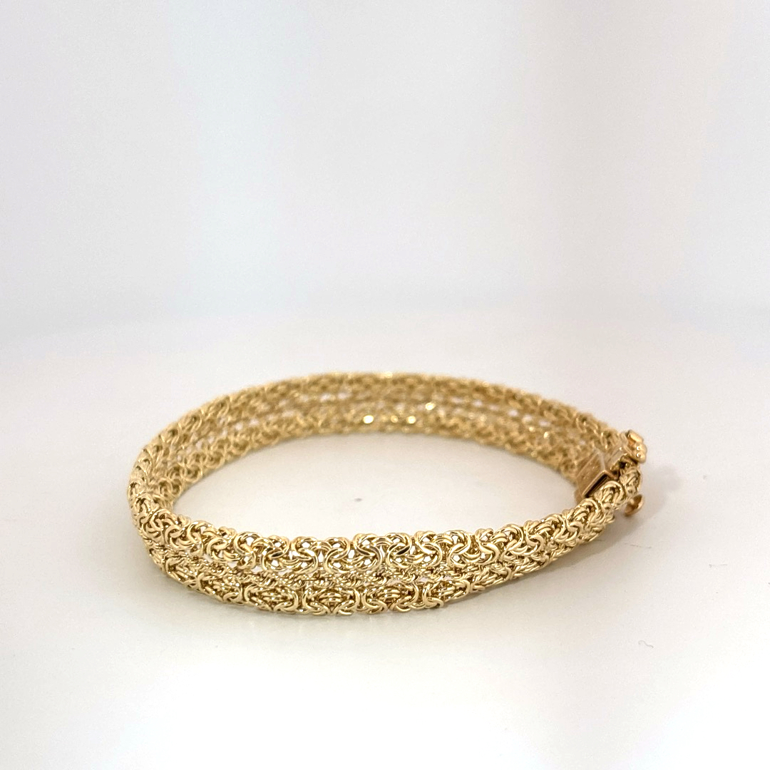 Designer Mesh Chain Bracelet, 7.5 Inches, 14K Yellow Gold, 7.15G