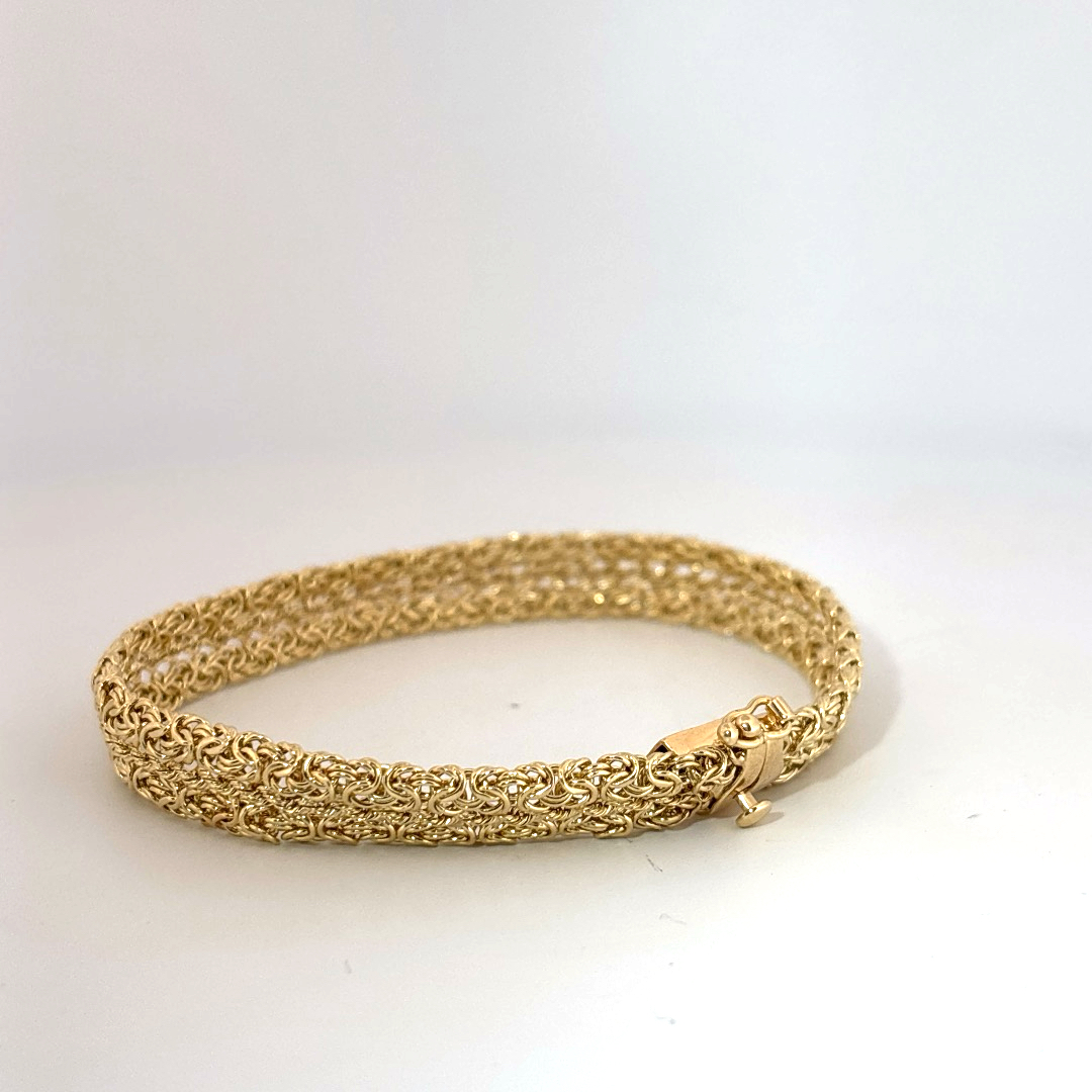 Designer Mesh Chain Bracelet, 7.5 Inches, 14K Yellow Gold, 7.15G