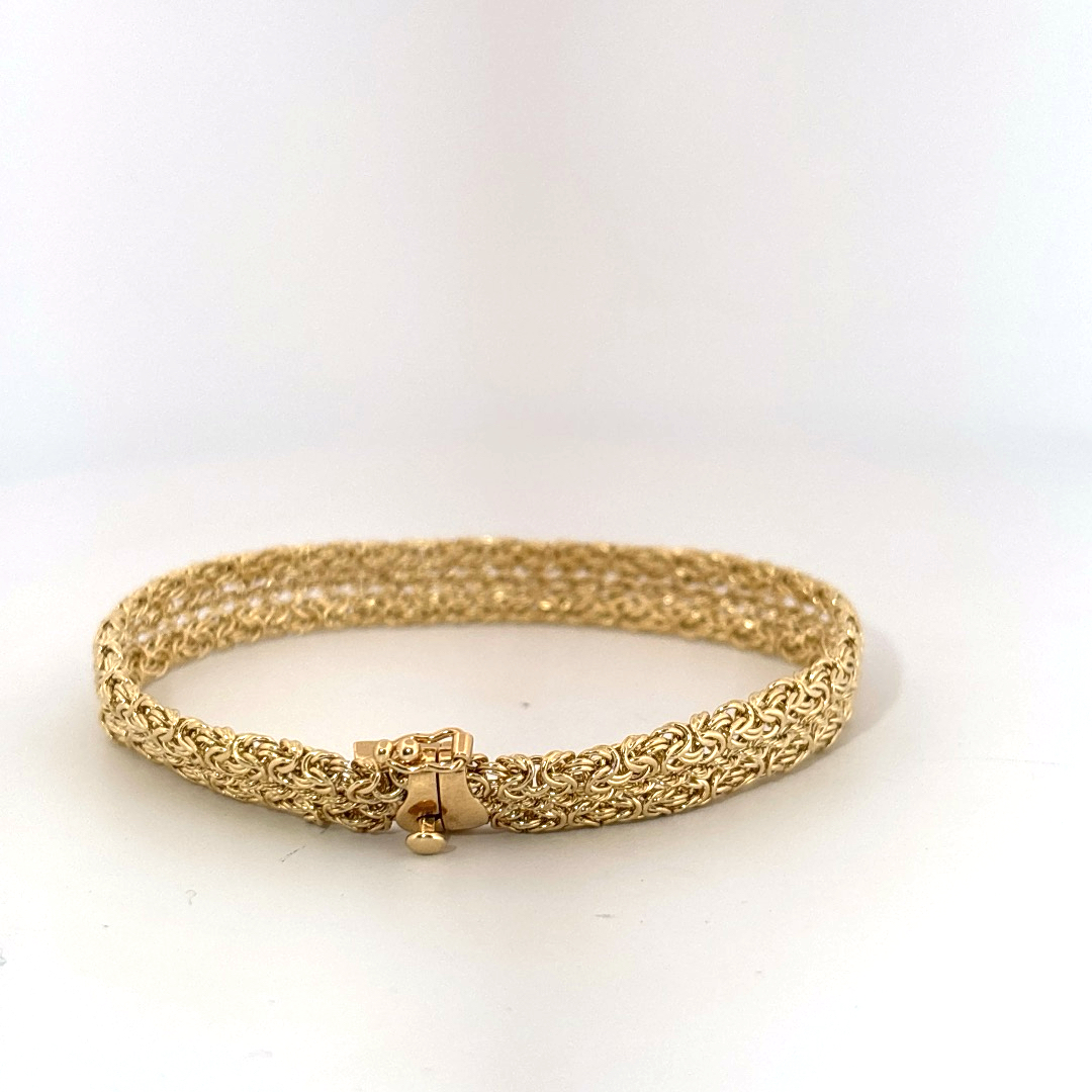 Designer Mesh Chain Bracelet, 7.5 Inches, 14K Yellow Gold, 7.15G