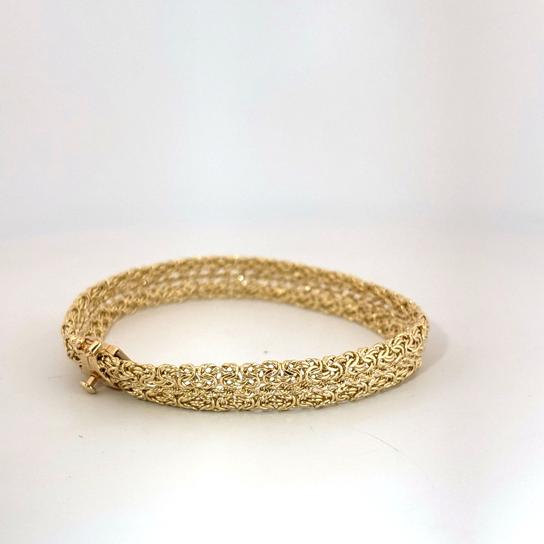 Designer Mesh Chain Bracelet, 7.5 Inches, 14K Yellow Gold, 7.15G
