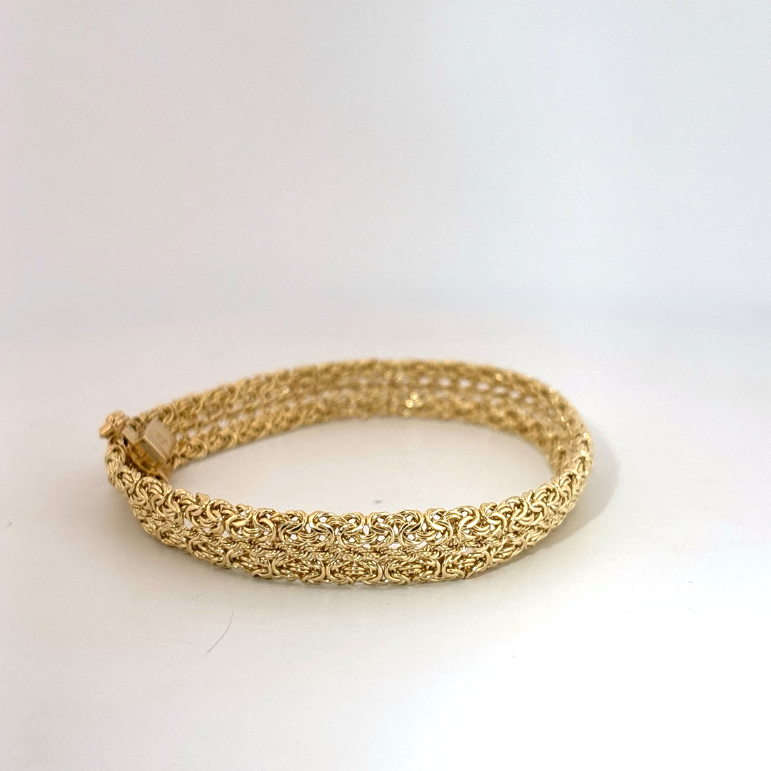 Designer Mesh Chain Bracelet, 7.5 Inches, 14K Yellow Gold, 7.15G