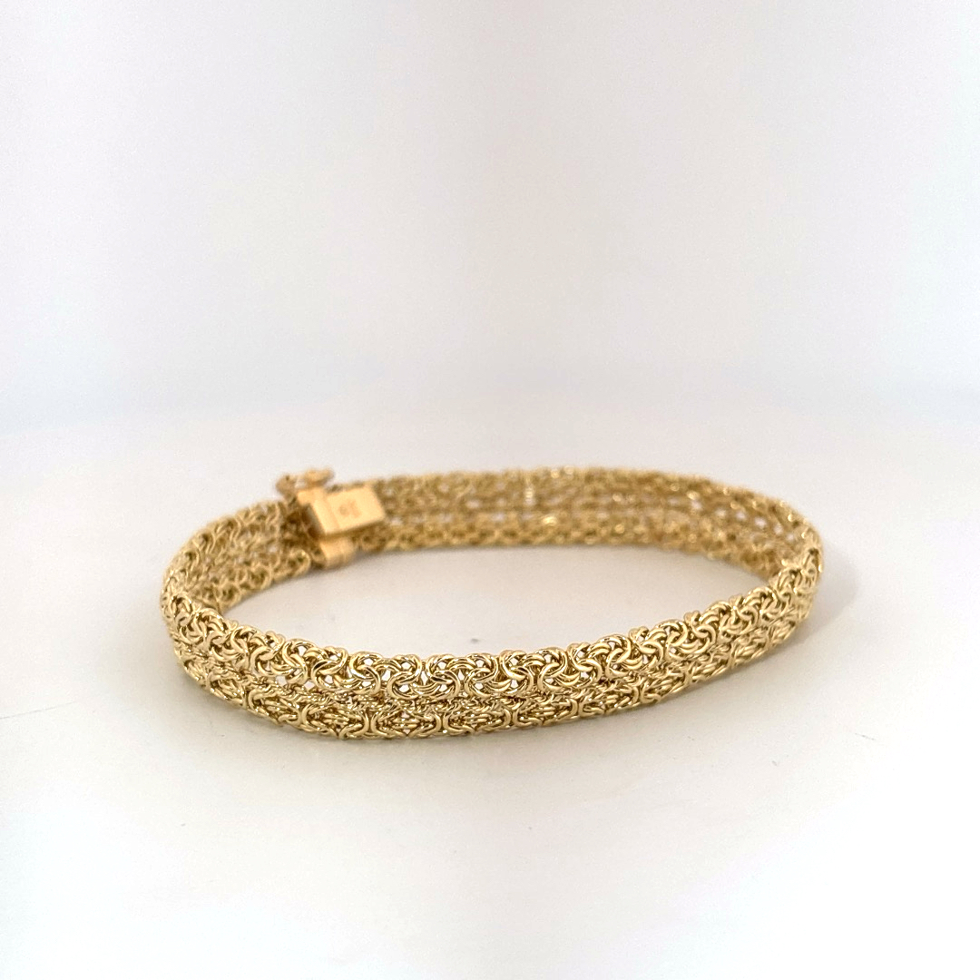 Designer Mesh Chain Bracelet, 7.5 Inches, 14K Yellow Gold, 7.15G