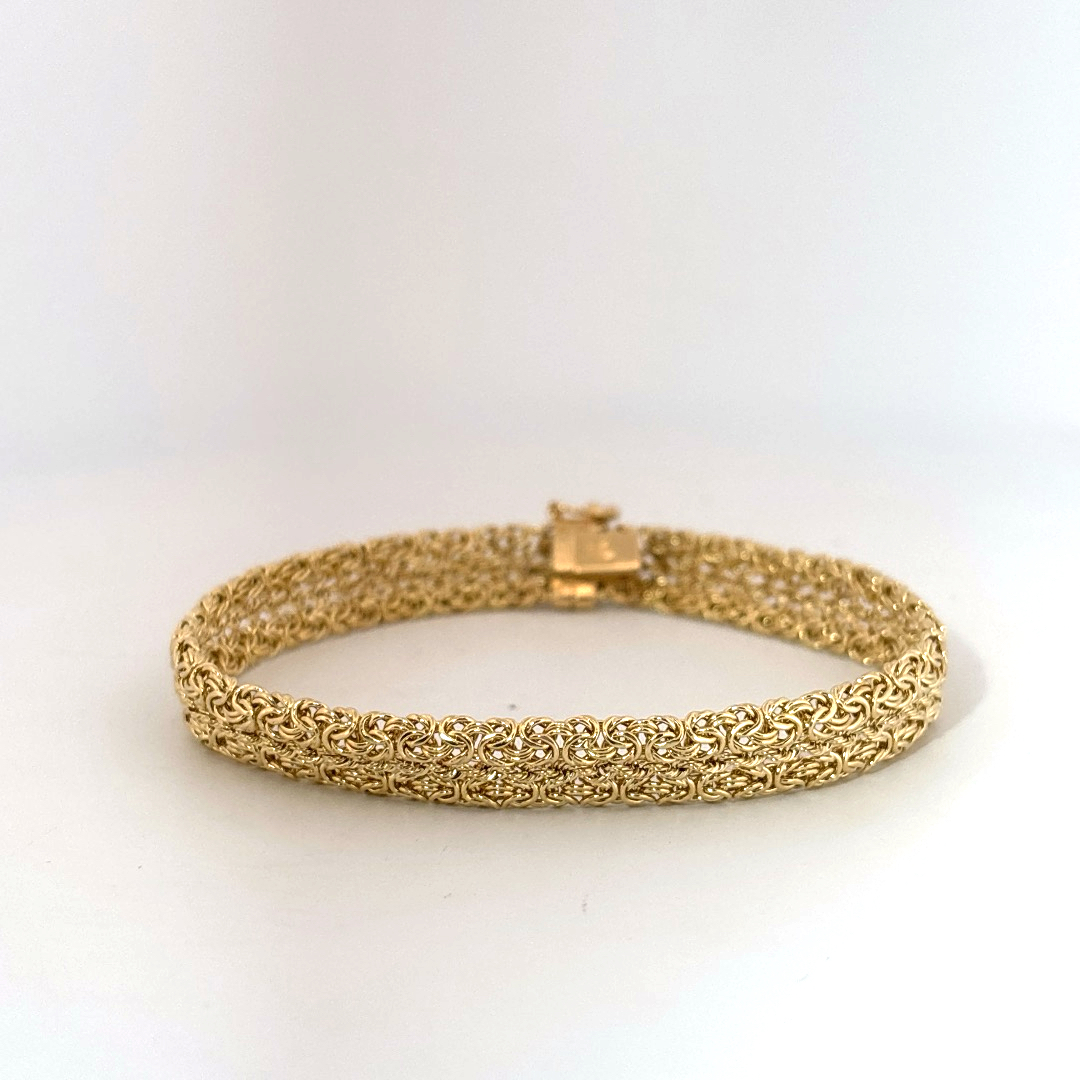 Designer Mesh Chain Bracelet, 7.5 Inches, 14K Yellow Gold, 7.15G