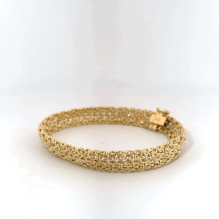 Designer Mesh Chain Bracelet, 7.5 Inches, 14K Yellow Gold, 7.15G