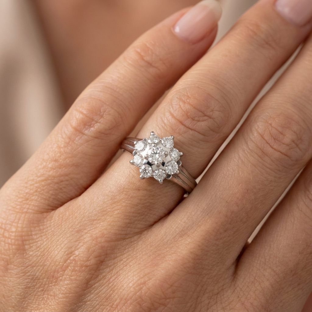 1.00ct Natural Diamonds H/SI1, Women Ring, Platinum 900