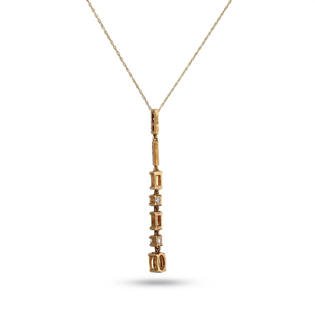 14K Yellow gold necklace with mixed color Citrines and white topaz in bale.