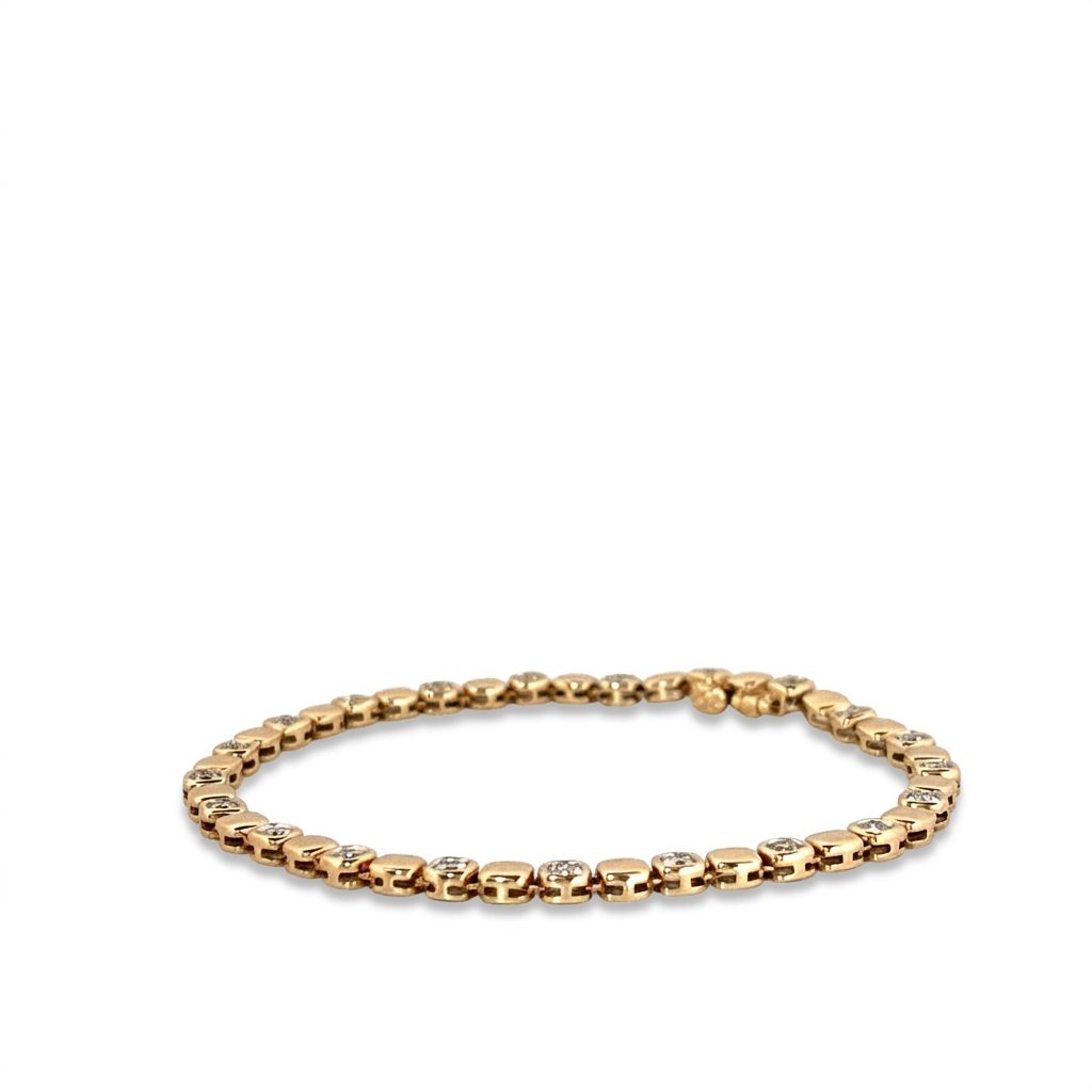 Tennis Bracelet, Natural Diamonds (0.93CTW) G/VS1, 14K Yellow Gold