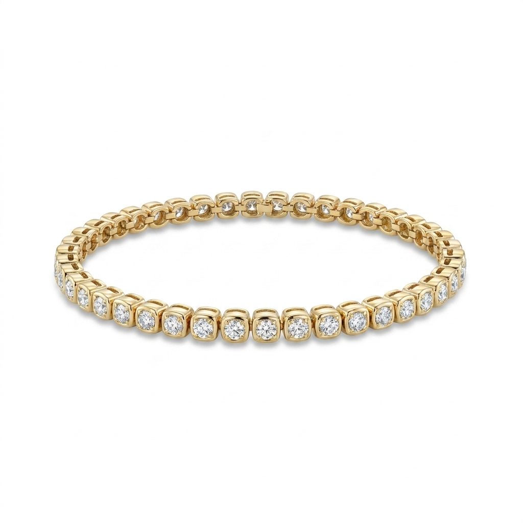 Tennis Bracelet, Natural Diamonds (0.93CTW) G/VS1, 14K Yellow Gold