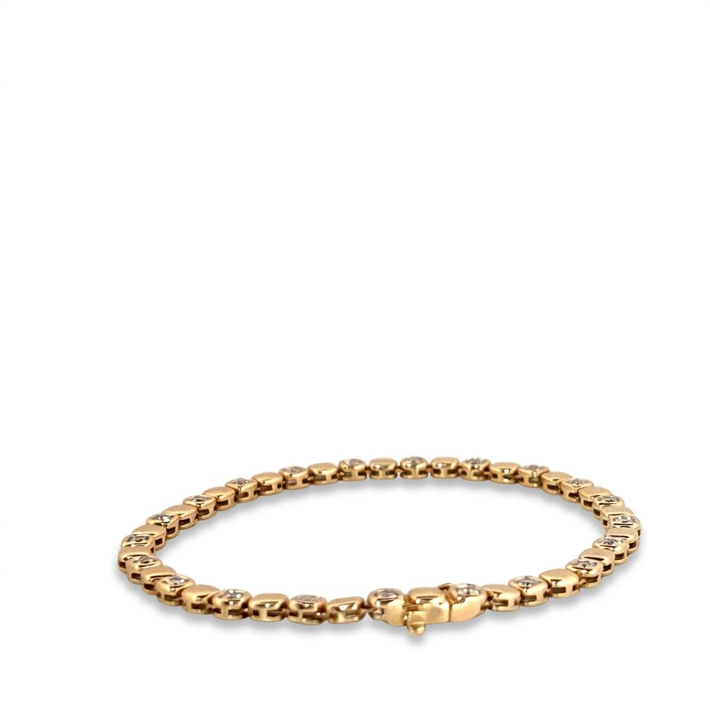 Tennis Bracelet, Natural Diamonds (0.93CTW) G/VS1, 14K Yellow Gold