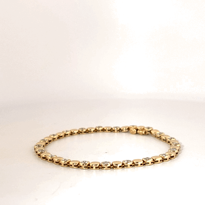 Tennis Bracelet, Natural Diamonds (0.93CTW) G/VS1, 14K Yellow Gold
