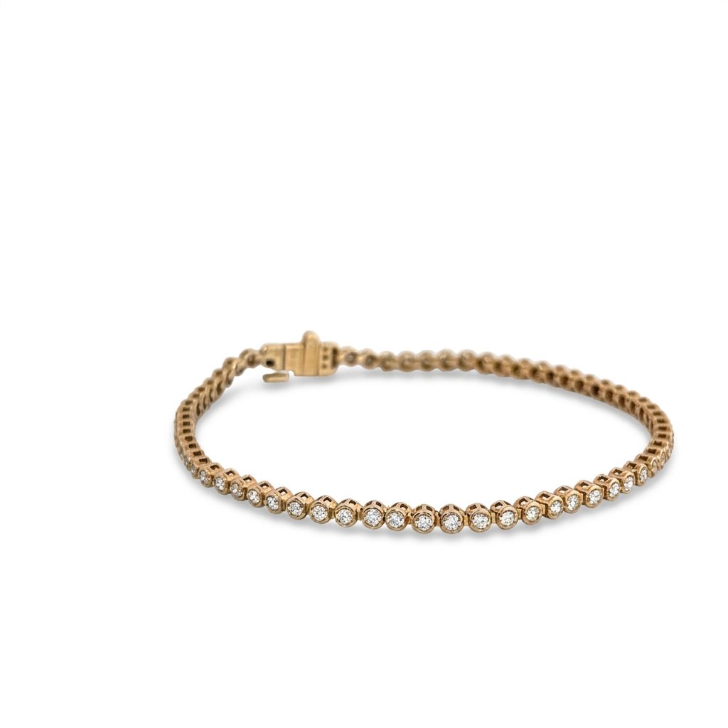 Tennis Bracelet, Natural Diamonds (0.95CTW) G/VS1, 14K Yellow Gold