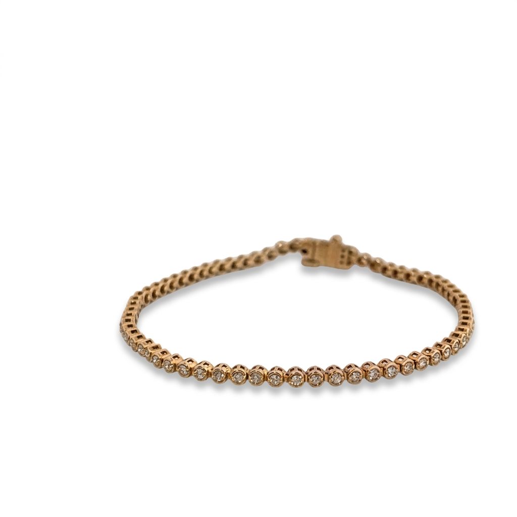 Tennis Bracelet, Natural Diamonds (0.95CTW) G/VS1, 14K Yellow Gold