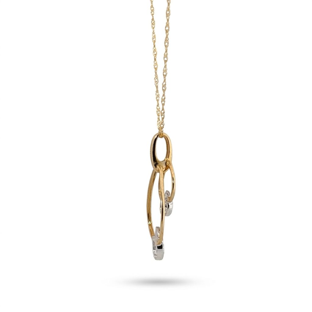 Natural Diamonds (1/6 CT), Pear Shape Pendent Chain, 14K Yellow / White Gold