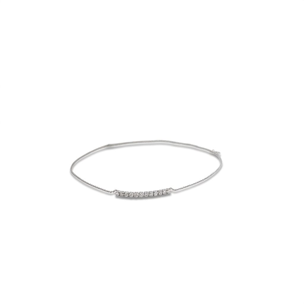 Natural Diamonds (0.50 CT), 12 Stone Tennis Pendent Chain, 14K White Gold