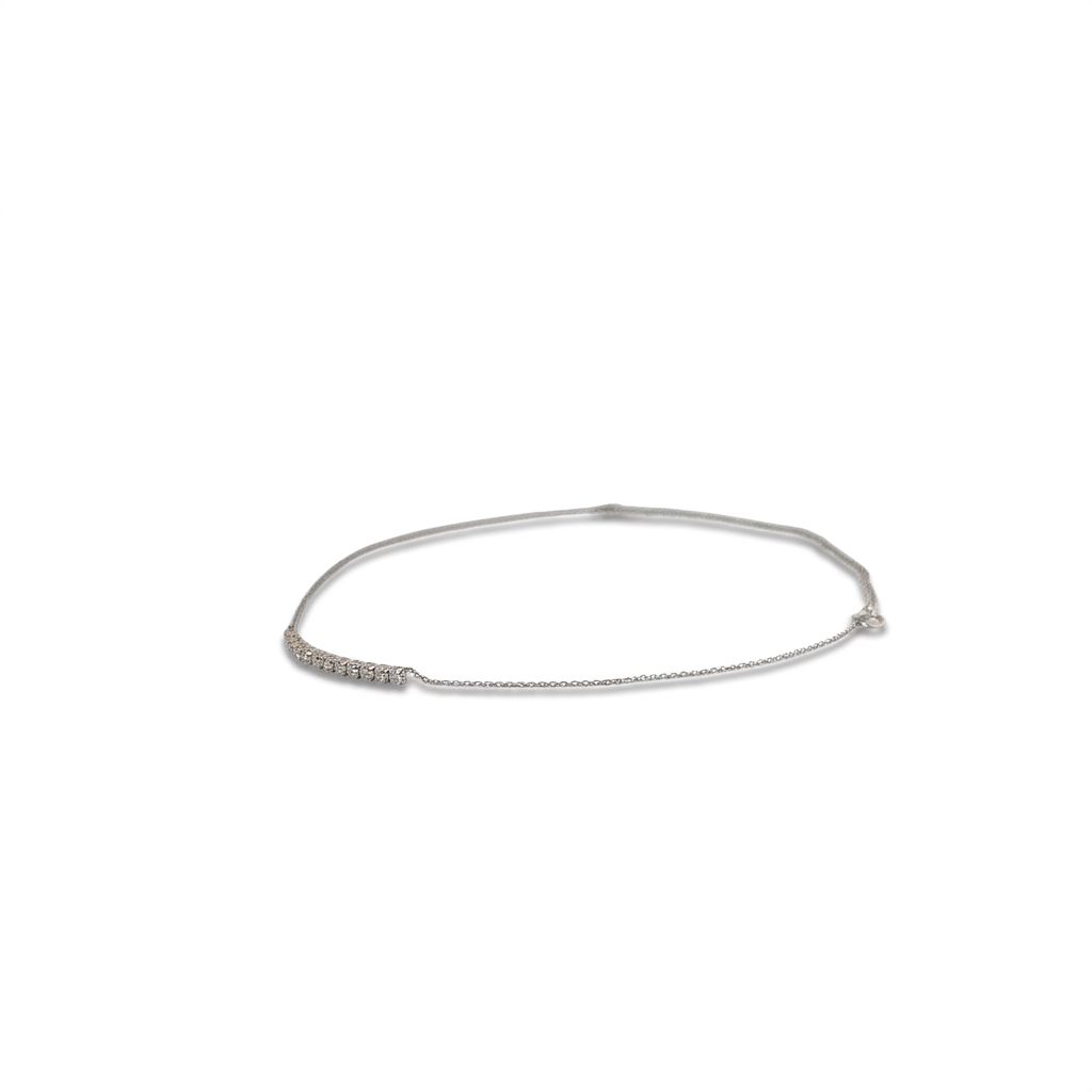 Natural Diamonds (0.50 CT), 12 Stone Tennis Pendent Chain, 14K White Gold