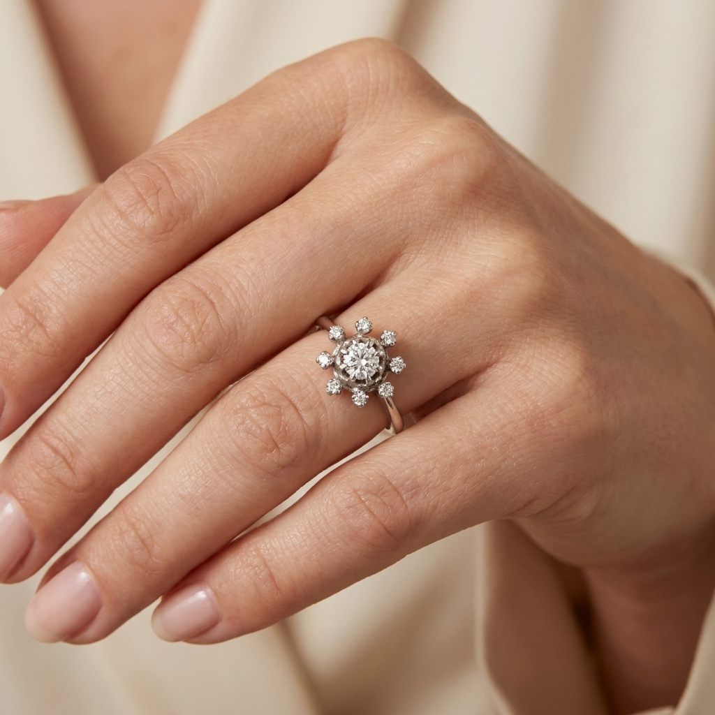 0.35CTW Natural Diamonds with Center 0.20CT,  14K White Gold