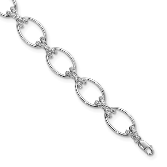 Unisex Bracelet in 14K White Gold with round lab-grown Diamonds (F/VS1, 1.164ct) set in delicate cross-link design.