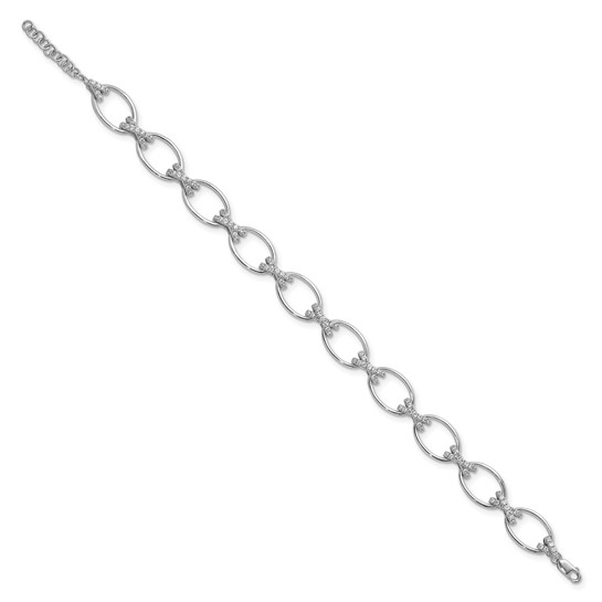 Unisex Bracelet in 14K White Gold with round lab-grown Diamonds (F/VS1, 1.164ct) set in delicate cross-link design.