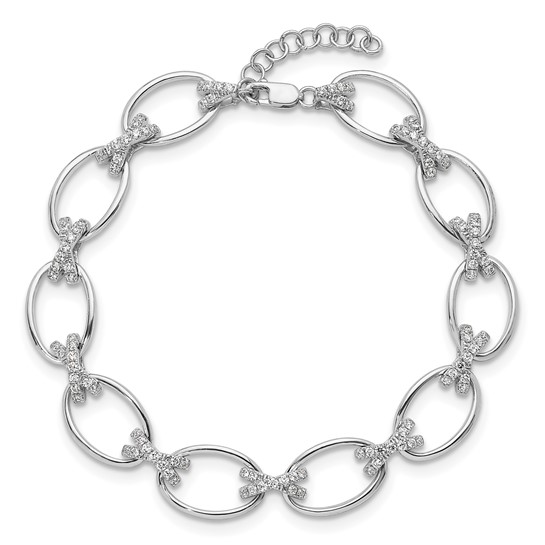 Unisex Bracelet in 14K White Gold with round lab-grown Diamonds (F/VS1, 1.164ct) set in delicate cross-link design.