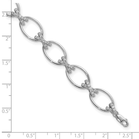 Unisex Bracelet in 14K White Gold with round lab-grown Diamonds (F/VS1, 1.164ct) set in delicate cross-link design.