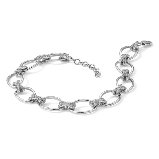 Unisex Bracelet in 14K White Gold with round lab-grown Diamonds (F/VS1, 1.164ct) set in delicate cross-link design.