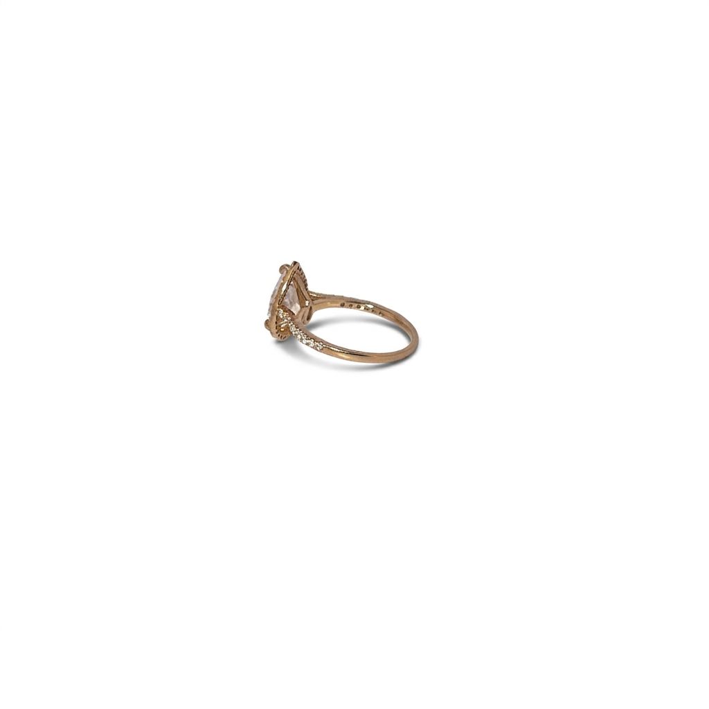 Pear Moissanite Center (D VS 3.76 CT) Ring, Size 7, 10K Yellow Gold