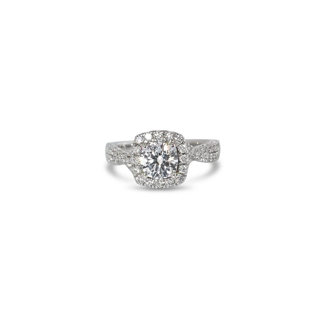 Round Halo Engagement Ring, Lab Grown Diamonds, Center 1 CT, 2.0 CTW