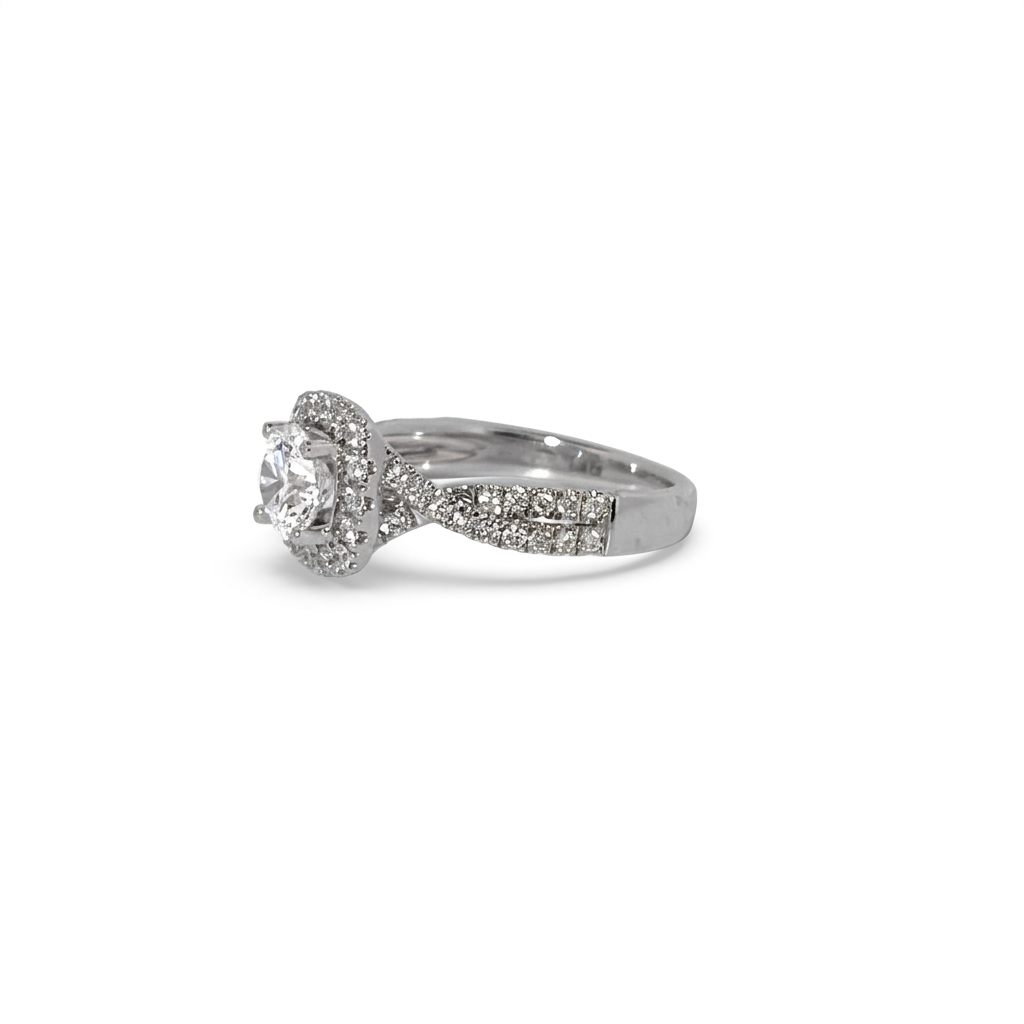 Round Halo Engagement Ring, Lab Grown Diamonds, Center 1 CT, 2.0 CTW
