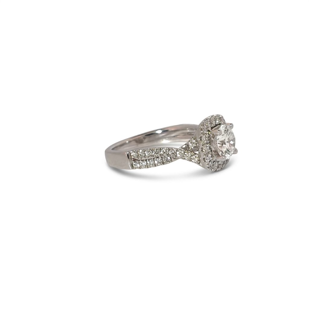Round Halo Engagement Ring, Lab Grown Diamonds, Center 1 CT, 2.0 CTW