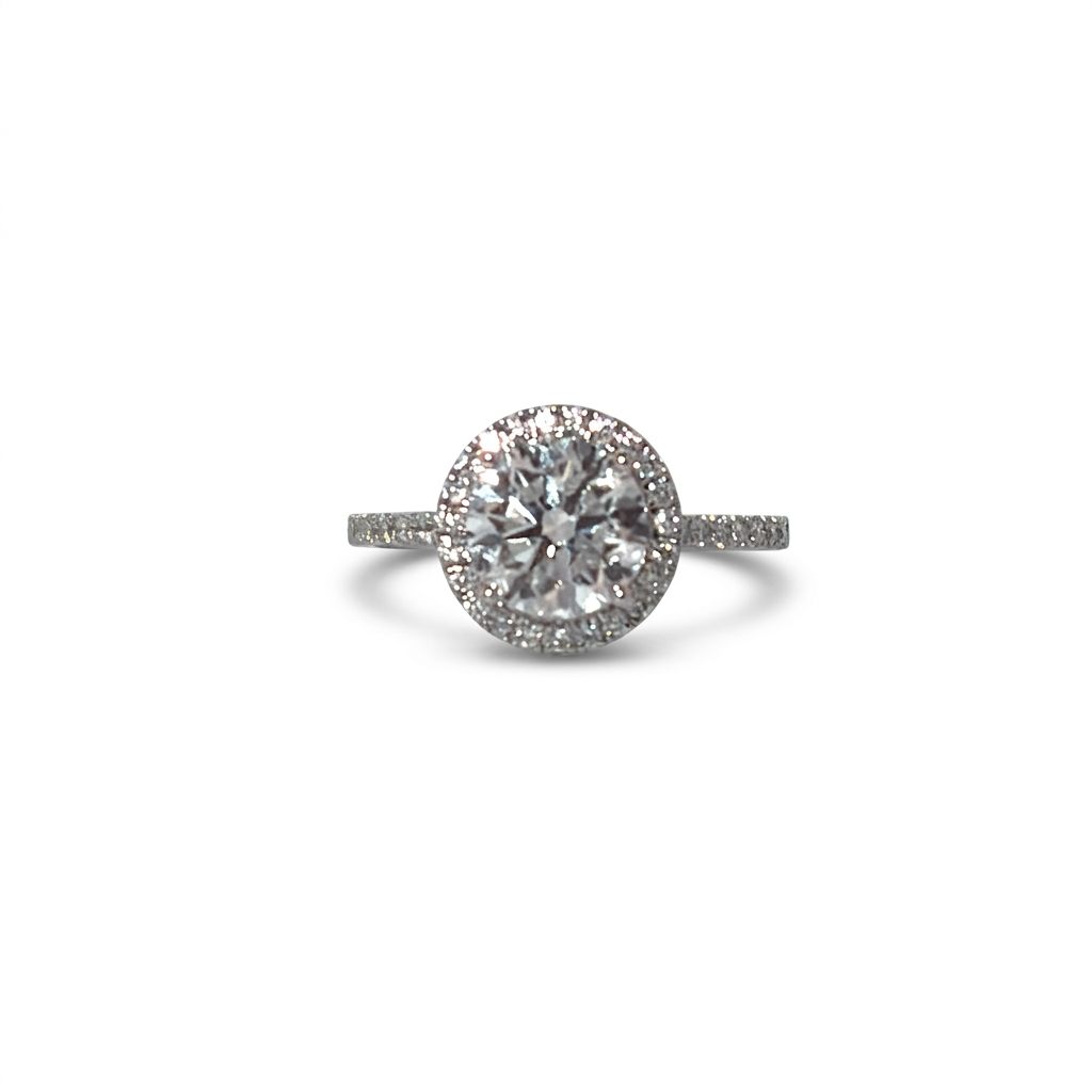 Round Halo Engagement Ring, Lab Grown Diamonds, Center 2 CT, 2.40CTW
