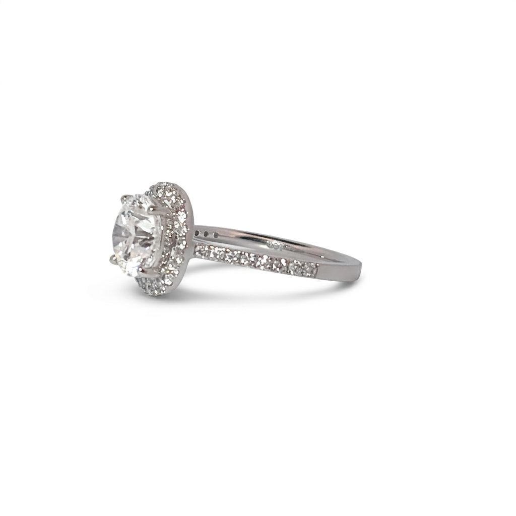 Round Halo Engagement Ring, Lab Grown Diamonds, Center 2 CT, 2.40CTW