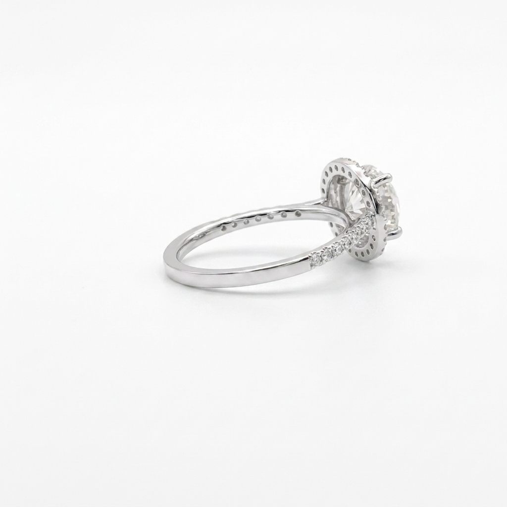 Round Halo Engagement Ring, Lab Grown Diamonds, Center 2 CT, 2.40CTW