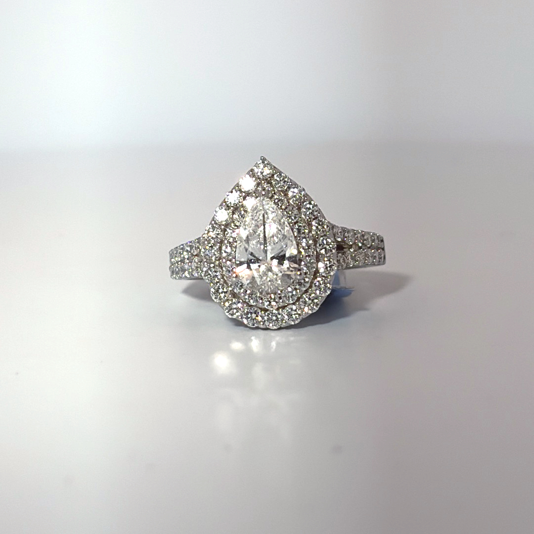 Vera Wang Pear Halo Engagement Ring, Lab Grown Diamonds, Center 1 CT, 2.0 CTW   Certified GSI 71987790105