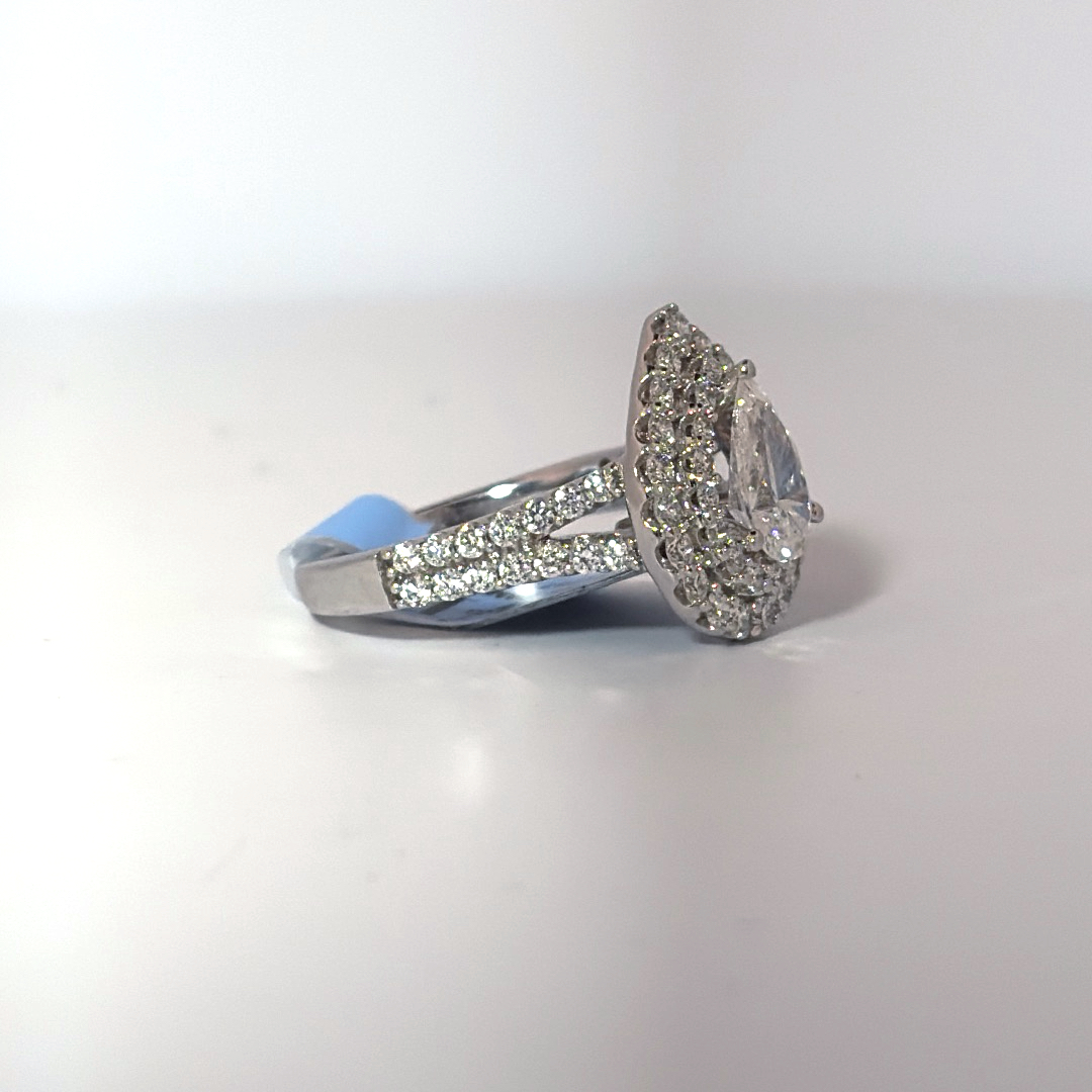 Vera Wang Pear Halo Engagement Ring, Lab Grown Diamonds, Center 1 CT, 2.0 CTW   Certified GSI 71987790105