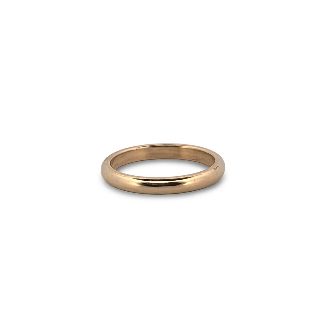 2.45 mm 14K Yellow Gold Women's Wedding Band, simple rounded design, polished finish.
