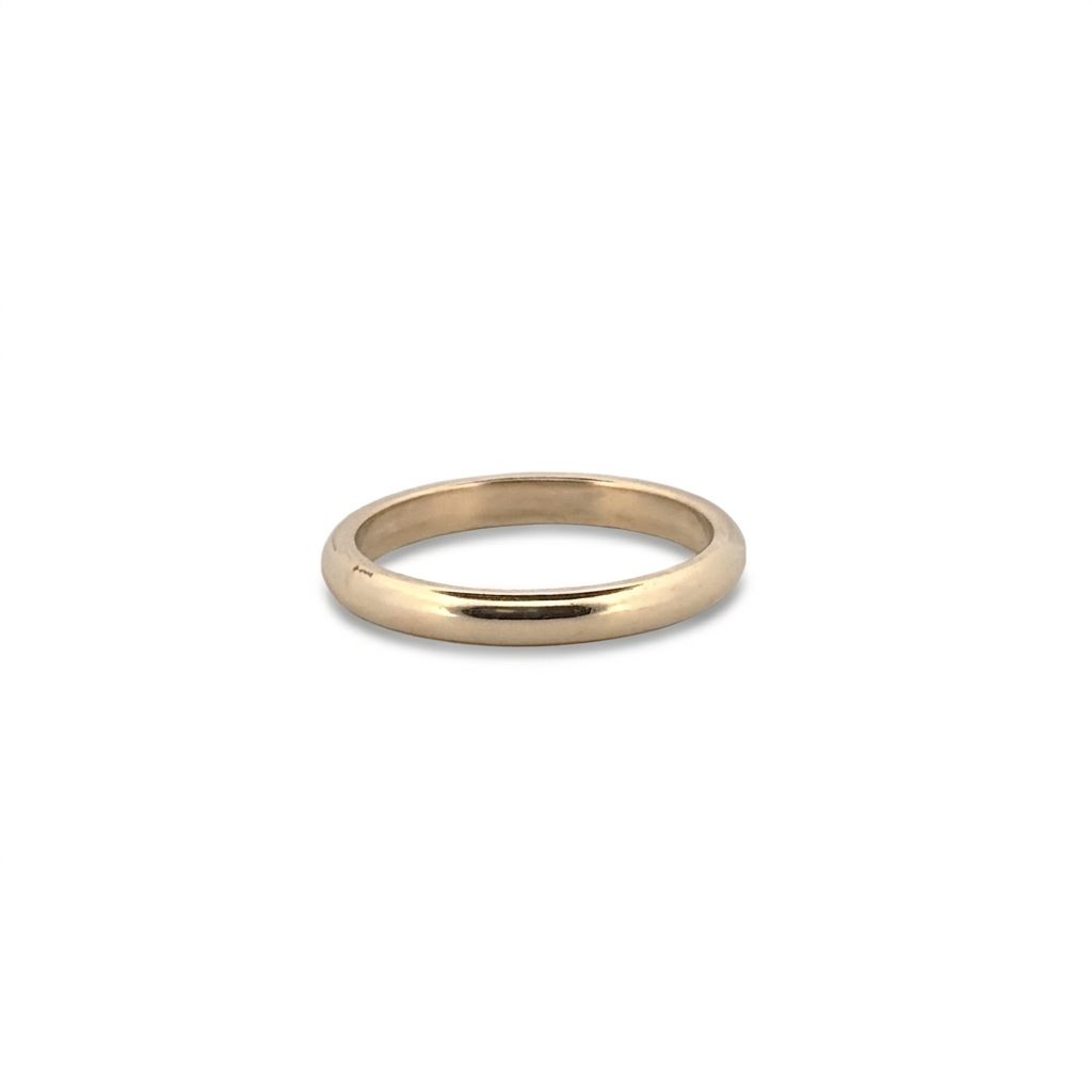 2.45 mm 14K Yellow Gold Women's Wedding Band, simple rounded design, polished finish.