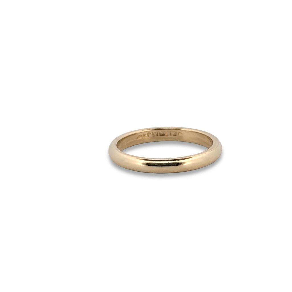2.45 mm 14K Yellow Gold Women's Wedding Band, simple rounded design, polished finish.