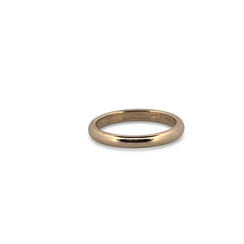 2.45 mm 14K Yellow Gold Women's Wedding Band, simple rounded design, polished finish.