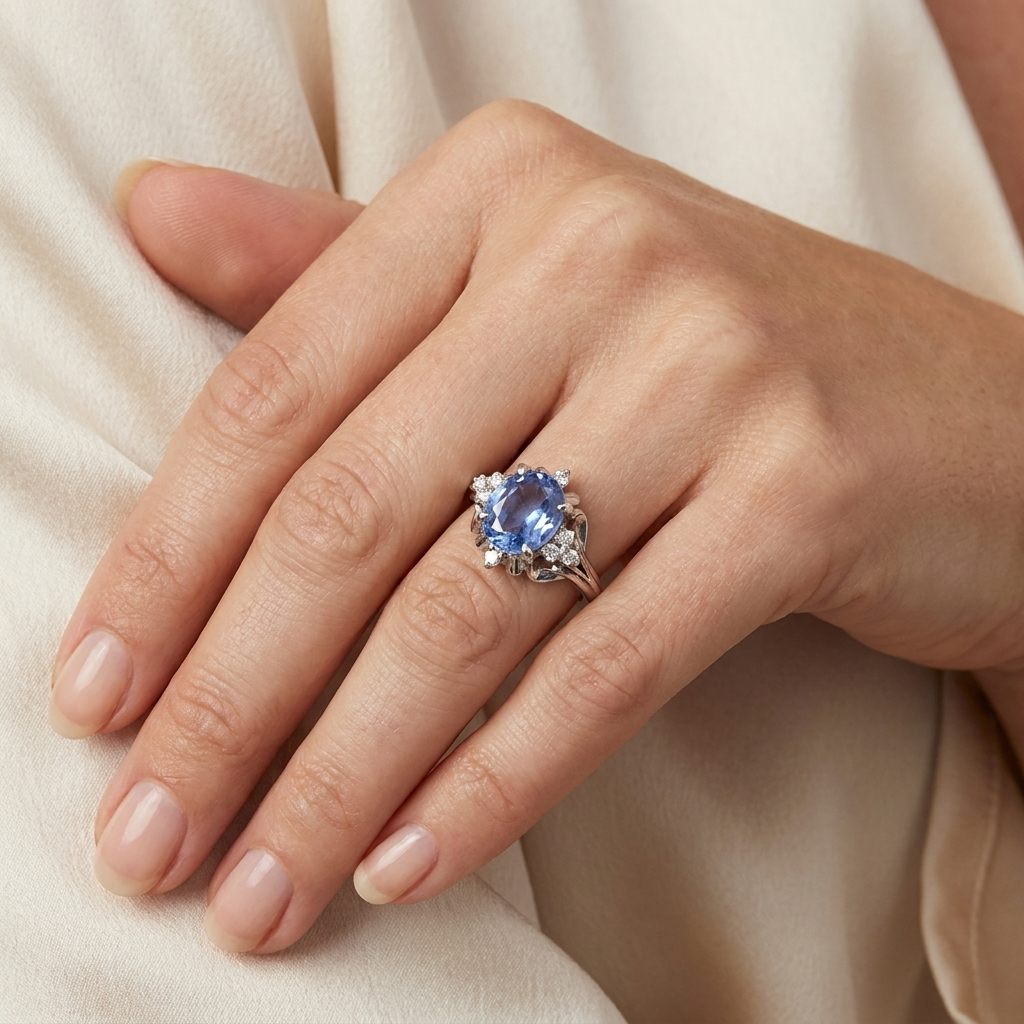 Natural No Heat Notable Sapphire 1.856ct with 0.17ctw Diamonds Ring, GIA (2231369255) Certified  Platinum 900