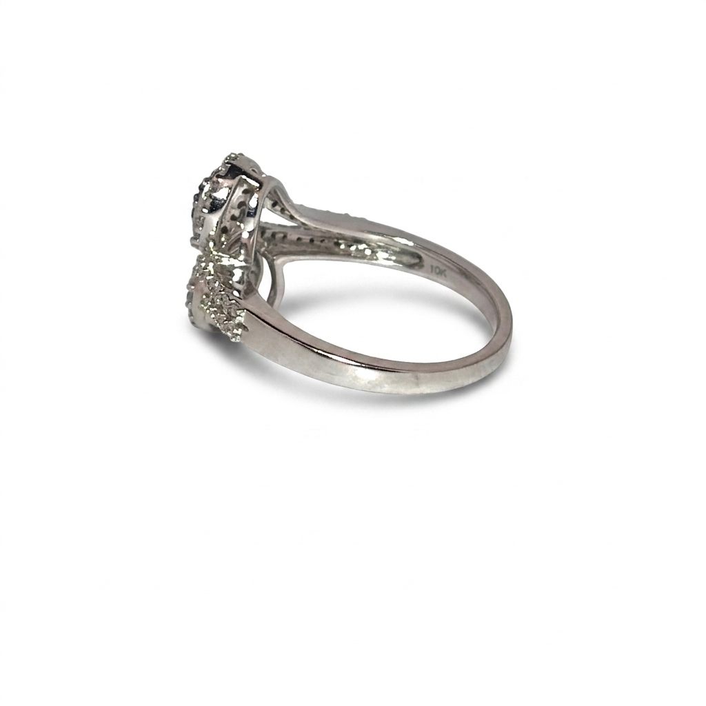 Natural Blue and Colorless Diamond (0.50CTW) Size 7, 10K White Gold