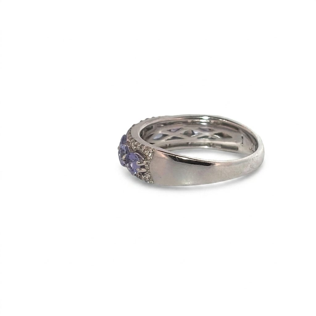 0.37ct Natural Diamonds, with 0.86ct Natural Tanzanite, EFFY Designer Women Band, 14K White Gold