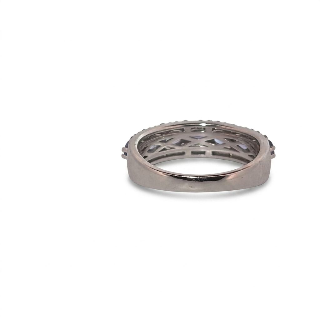 0.37ct Natural Diamonds, with 0.86ct Natural Tanzanite, EFFY Designer Women Band, 14K White Gold