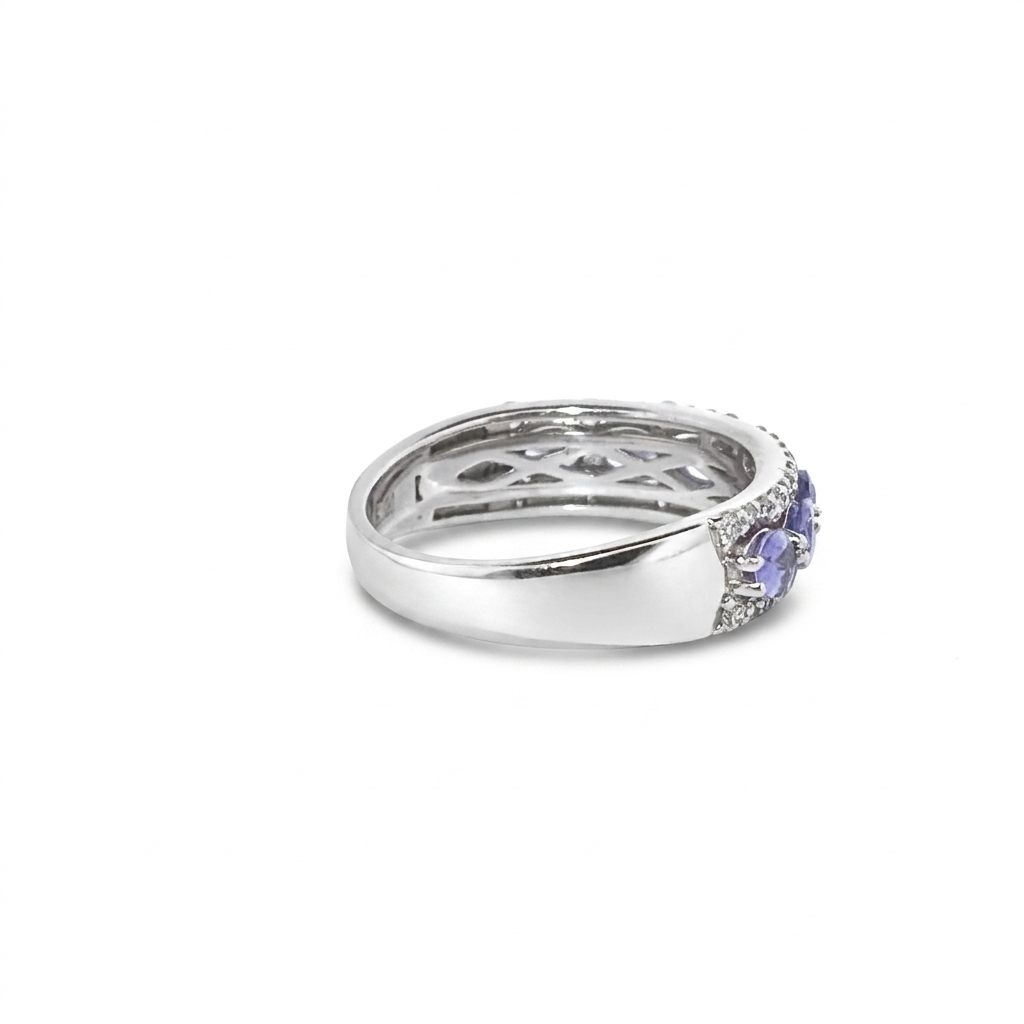 0.37ct Natural Diamonds, with 0.86ct Natural Tanzanite, EFFY Designer Women Band, 14K White Gold