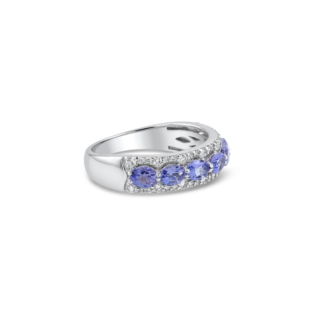 0.37ct Natural Diamonds, with 0.86ct Natural Tanzanite, EFFY Designer Women Band, 14K White Gold